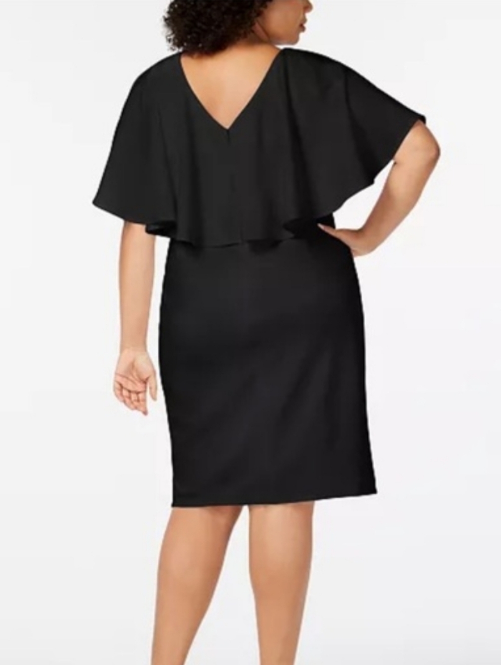 🔴SALE! Calvin Klein Black Capelet Flutter Sleeve Sheath Cocktail Dress 14W